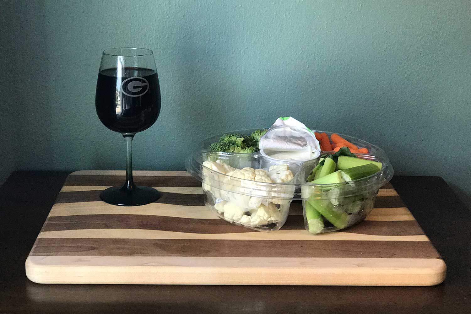 Ice Bowl wine and veggies