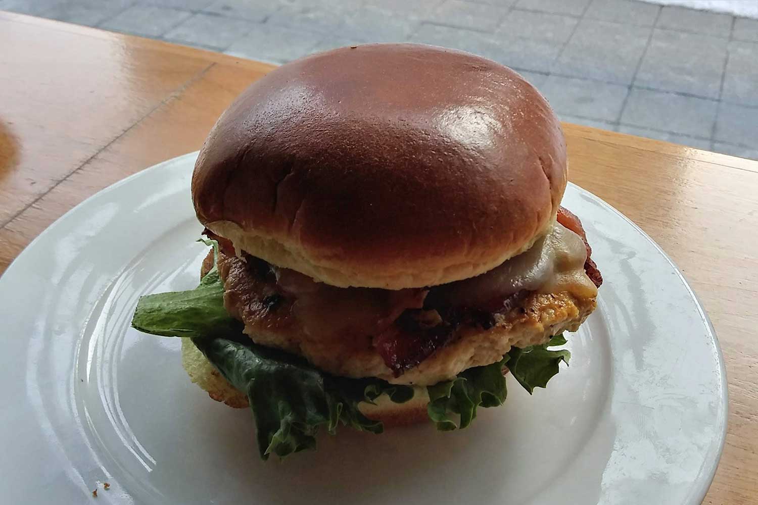 Chicken-substituted standard burger at DLUX