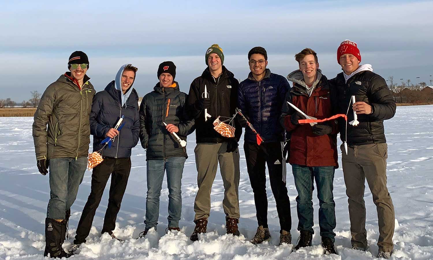 2020 Midwest Rocket Launch group perfecting model rocket building techniques, winter 2020